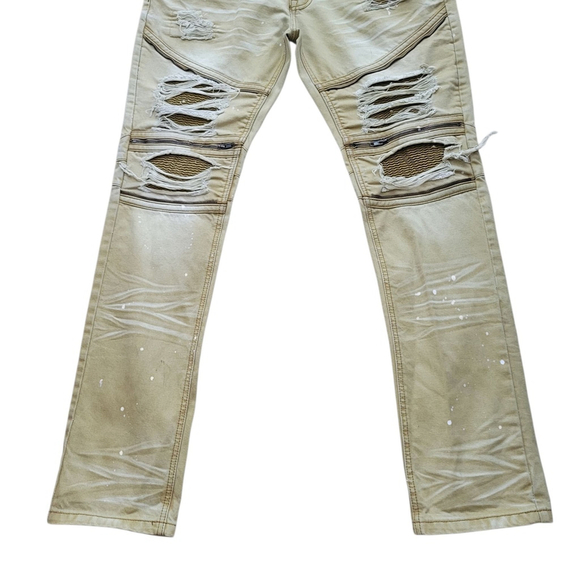 Smoke Rise Original Vintage Denim Destroyed Slim-Fit Jeans Size 38/34 - Picture 5 of 13